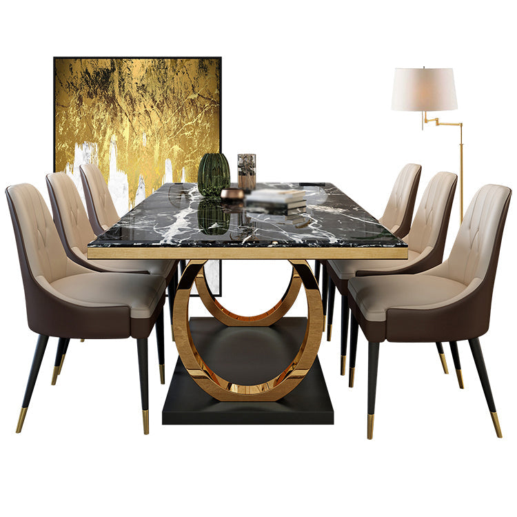 Modern 1/4/5/7 Pieces White Dining Table Set with Marble Top Rectangle Dinette Set Clearhalo 'Dining Room Sets' 'Dining Tables & Seating' 'dining_room_set' 'furn' 'furn_dining_room_set' 'Furniture' 'furniture_dining_room_set' 'Kitchen & Dining Furniture' 'kitchen&dining_furn' 'kitchen' 4655054
