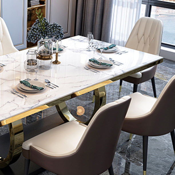 Modern 1/4/5/7 Pieces White Dining Table Set with Marble Top Rectangle Dinette Set Clearhalo 'Dining Room Sets' 'Dining Tables & Seating' 'dining_room_set' 'furn' 'furn_dining_room_set' 'Furniture' 'furniture_dining_room_set' 'Kitchen & Dining Furniture' 'kitchen&dining_furn' 'kitchen' 4655057