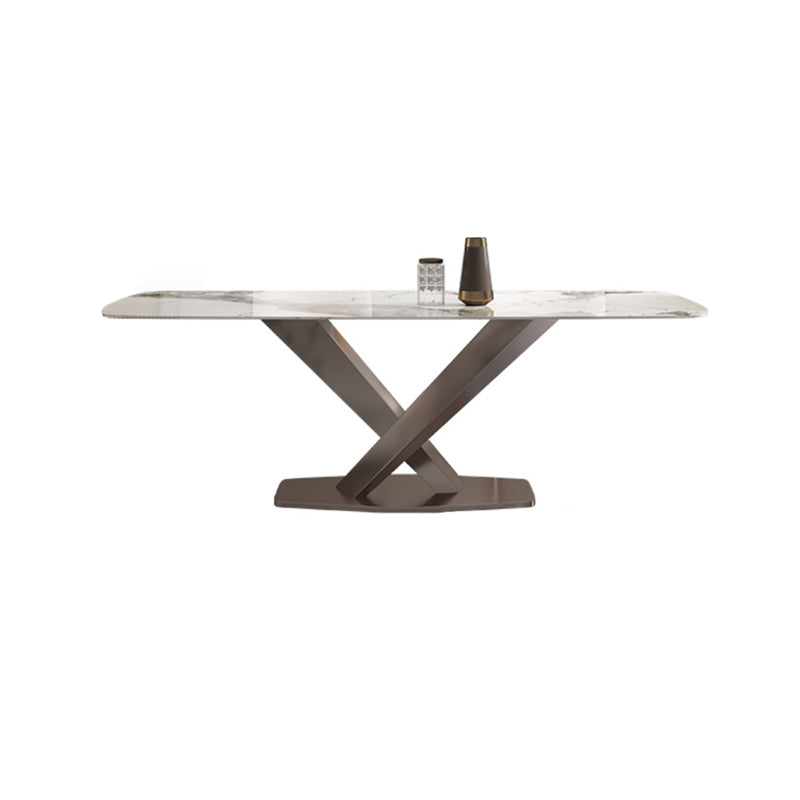 Pedestal 1/2/5/7 Pieces Dining Table Set Stainless Steel Dining Table and Chairs Clearhalo 'Dining Room Sets' 'Dining Tables & Seating' 'dining_room_set' 'furn' 'furn_dining_room_set' 'Furniture' 'furniture_dining_room_set' 'Kitchen & Dining Furniture' 'kitchen&dining_furn' 'kitchen' 4655067