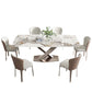 Pedestal 1/2/5/7 Pieces Dining Table Set Stainless Steel Dining Table and Chairs 7 Pieces: Table, 6 Chairs Clearhalo 'Dining Room Sets' 'Dining Tables & Seating' 'dining_room_set' 'furn' 'furn_dining_room_set' 'Furniture' 'furniture_dining_room_set' 'Kitchen & Dining Furniture' 'kitchen&dining_furn' 'kitchen' 4655072