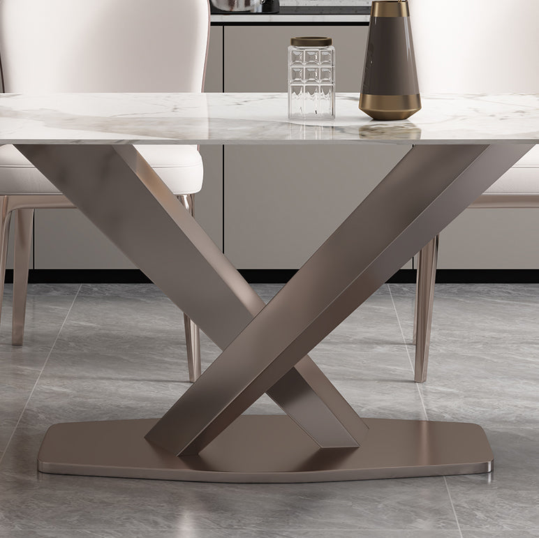 Pedestal 1/2/5/7 Pieces Dining Table Set Stainless Steel Dining Table and Chairs Clearhalo 'Dining Room Sets' 'Dining Tables & Seating' 'dining_room_set' 'furn' 'furn_dining_room_set' 'Furniture' 'furniture_dining_room_set' 'Kitchen & Dining Furniture' 'kitchen&dining_furn' 'kitchen' 4655076