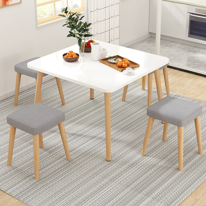 Modern 1/5 Pieces Dining Set Geometry Wood Dining Table for Dining Room 5 Pieces: White Table, 4 Chairs Clearhalo 'Dining Room Sets' 'Dining Tables & Seating' 'dining_room_set' 'furn' 'furn_dining_room_set' 'Furniture' 'furniture_dining_room_set' 'Kitchen & Dining Furniture' 'kitchen&dining_furn' 'kitchen' 4655091