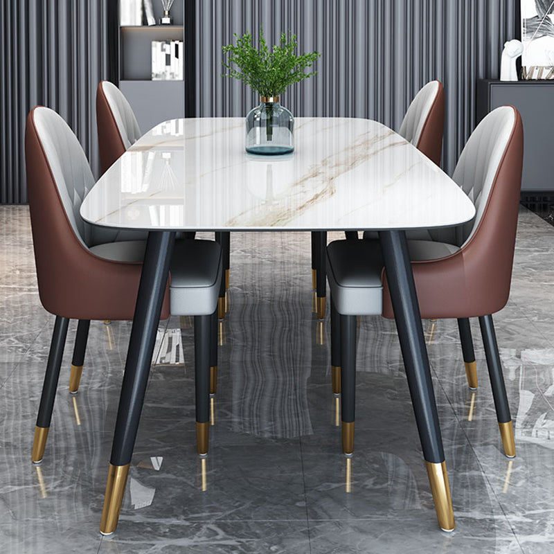 Living Room Furniture Stone 4 Solid Wood Legs Traditional Luxury Dining Table White Without Chairs Clearhalo ' dining_table' 'Dining Tables & Seating' 'Dining Tables' 'furn' 'furn_dining_table' 'Furniture' 'furniture_dining_table' 'Kitchen & Dining Furniture' 'kitchen&dining_furn' 'kitchen' 'kitchen_dining_table' 4655120