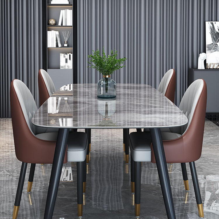 Living Room Furniture Stone 4 Solid Wood Legs Traditional Luxury Dining Table Gray 63"L x 35.4"W x 29.5"H Without Chairs Clearhalo ' dining_table' 'Dining Tables & Seating' 'Dining Tables' 'furn' 'furn_dining_table' 'Furniture' 'furniture_dining_table' 'Kitchen & Dining Furniture' 'kitchen&dining_furn' 'kitchen' 'kitchen_dining_table' 4655121