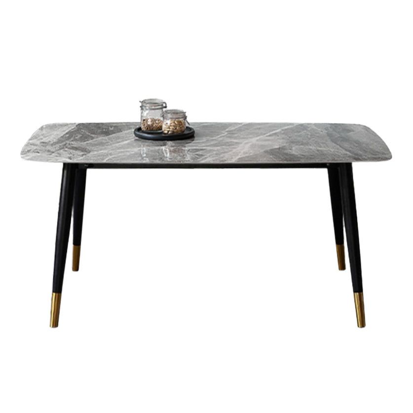 Living Room Furniture Stone 4 Solid Wood Legs Traditional Luxury Dining Table Gray 51.2"L x 31.5"W x 29.5"H Without Chairs Clearhalo ' dining_table' 'Dining Tables & Seating' 'Dining Tables' 'furn' 'furn_dining_table' 'Furniture' 'furniture_dining_table' 'Kitchen & Dining Furniture' 'kitchen&dining_furn' 'kitchen' 'kitchen_dining_table' 4655122
