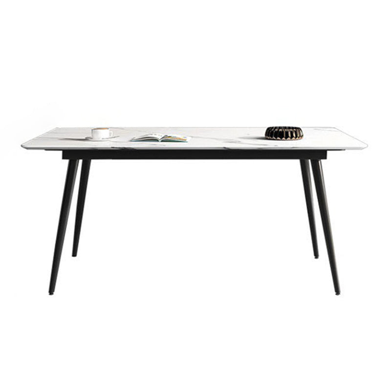 Contemporary Modern Rectangle Stone Table 4 Legs Dinner Room Table Clearhalo ' dining_table' 'Dining Tables & Seating' 'Dining Tables' 'furn' 'furn_dining_table' 'Furniture' 'furniture_dining_table' 'Kitchen & Dining Furniture' 'kitchen&dining_furn' 'kitchen' 'kitchen_dining_table' 4655137