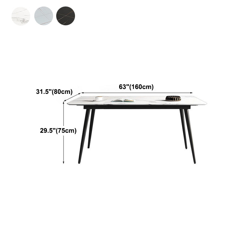 Contemporary Modern Rectangle Stone Table 4 Legs Dinner Room Table Clearhalo ' dining_table' 'Dining Tables & Seating' 'Dining Tables' 'furn' 'furn_dining_table' 'Furniture' 'furniture_dining_table' 'Kitchen & Dining Furniture' 'kitchen&dining_furn' 'kitchen' 'kitchen_dining_table' 4655145