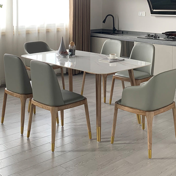 Rectangle Stone Dining table Traditional Luxury Dining Site Table with Wood Legs White Without Chairs Clearhalo ' dining_table' 'Dining Tables & Seating' 'Dining Tables' 'furn' 'furn_dining_table' 'Furniture' 'furniture_dining_table' 'Kitchen & Dining Furniture' 'kitchen&dining_furn' 'kitchen' 'kitchen_dining_table' 4655149