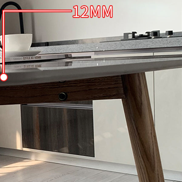Rectangle Stone Dining table Traditional Luxury Dining Site Table with Wood Legs Clearhalo ' dining_table' 'Dining Tables & Seating' 'Dining Tables' 'furn' 'furn_dining_table' 'Furniture' 'furniture_dining_table' 'Kitchen & Dining Furniture' 'kitchen&dining_furn' 'kitchen' 'kitchen_dining_table' 4655155
