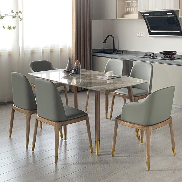 Rectangle Stone Dining table Traditional Luxury Dining Site Table with Wood Legs Clearhalo ' dining_table' 'Dining Tables & Seating' 'Dining Tables' 'furn' 'furn_dining_table' 'Furniture' 'furniture_dining_table' 'Kitchen & Dining Furniture' 'kitchen&dining_furn' 'kitchen' 'kitchen_dining_table' 4655156