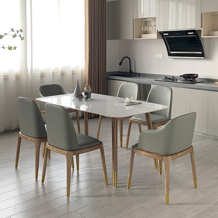 Rectangle Stone Dining table Traditional Luxury Dining Site Table with Wood Legs Clearhalo ' dining_table' 'Dining Tables & Seating' 'Dining Tables' 'furn' 'furn_dining_table' 'Furniture' 'furniture_dining_table' 'Kitchen & Dining Furniture' 'kitchen&dining_furn' 'kitchen' 'kitchen_dining_table' 4655157