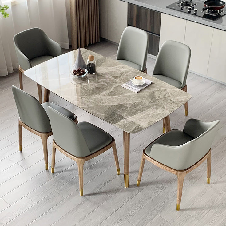 Rectangle Stone Dining table Traditional Luxury Dining Site Table with Wood Legs Clearhalo ' dining_table' 'Dining Tables & Seating' 'Dining Tables' 'furn' 'furn_dining_table' 'Furniture' 'furniture_dining_table' 'Kitchen & Dining Furniture' 'kitchen&dining_furn' 'kitchen' 'kitchen_dining_table' 4655158