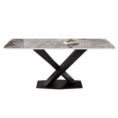 Stone Dining Room Collection Traditional Luxury Pedestal Casual Dining Table Light Gray-Black Without Chairs Clearhalo ' dining_table' 'Dining Tables & Seating' 'Dining Tables' 'furn' 'furn_dining_table' 'Furniture' 'furniture_dining_table' 'Kitchen & Dining Furniture' 'kitchen&dining_furn' 'kitchen' 'kitchen_dining_table' 4655170