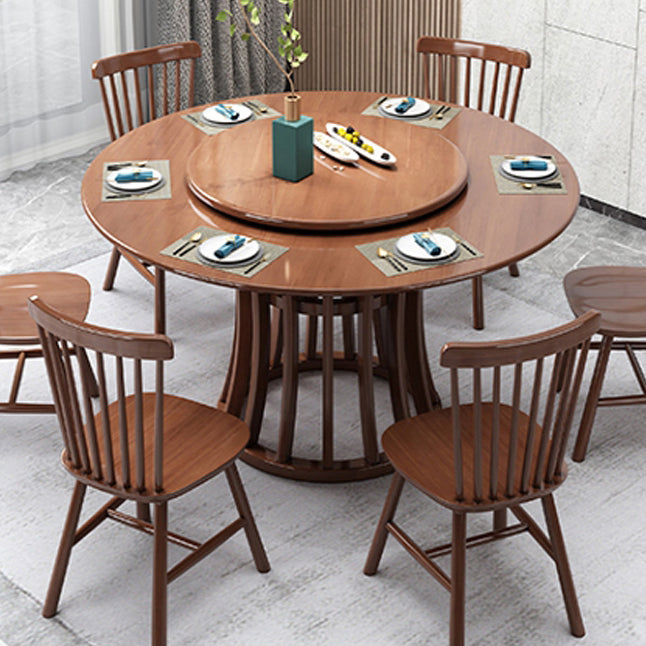 Wood Round Pedestal Dining Table Modern Dining Room Kitchen Home Furniture Walnut 51.2"L x 51.2"W x 29.5"H Without Chairs Clearhalo ' dining_table' 'Dining Tables & Seating' 'Dining Tables' 'furn' 'furn_dining_table' 'Furniture' 'furniture_dining_table' 'Kitchen & Dining Furniture' 'kitchen&dining_furn' 'kitchen' 'kitchen_dining_table' 4655216