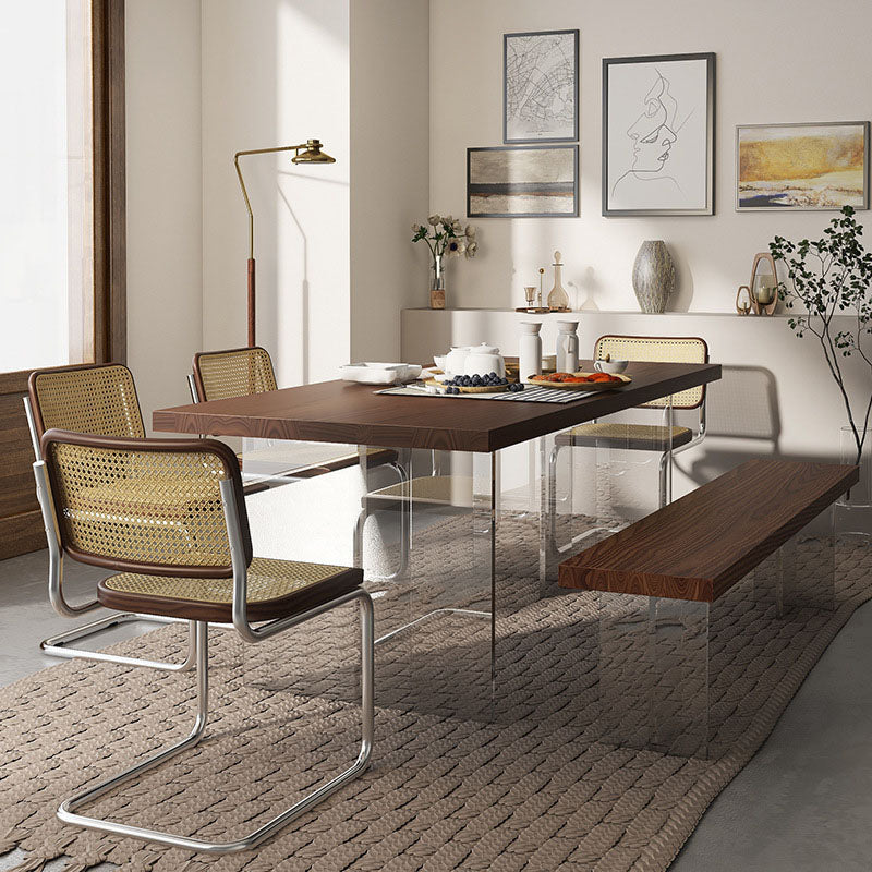 Solid Wood Top Dining Table Contemporary Dining Table with Double Pedestal Base Brown 70.9"L x 31.5"W x 29.5"H Without Chairs Clearhalo ' dining_table' 'Dining Tables & Seating' 'Dining Tables' 'furn' 'furn_dining_table' 'Furniture' 'furniture_dining_table' 'Kitchen & Dining Furniture' 'kitchen&dining_furn' 'kitchen' 'kitchen_dining_table' 4655271