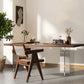 Solid Wood Top Dining Table Contemporary Dining Table with Double Pedestal Base Brown 86.6"L x 35.4"W x 29.5"H Without Chairs Clearhalo ' dining_table' 'Dining Tables & Seating' 'Dining Tables' 'furn' 'furn_dining_table' 'Furniture' 'furniture_dining_table' 'Kitchen & Dining Furniture' 'kitchen&dining_furn' 'kitchen' 'kitchen_dining_table' 4655273