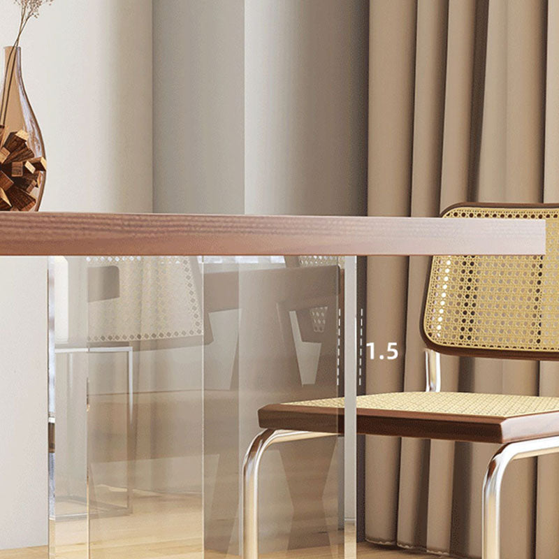 Solid Wood Top Dining Table Contemporary Dining Table with Double Pedestal Base Clearhalo ' dining_table' 'Dining Tables & Seating' 'Dining Tables' 'furn' 'furn_dining_table' 'Furniture' 'furniture_dining_table' 'Kitchen & Dining Furniture' 'kitchen&dining_furn' 'kitchen' 'kitchen_dining_table' 4655277