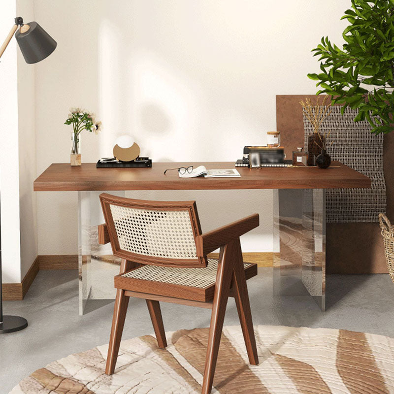 Solid Wood Top Dining Table Contemporary Dining Table with Double Pedestal Base Clearhalo ' dining_table' 'Dining Tables & Seating' 'Dining Tables' 'furn' 'furn_dining_table' 'Furniture' 'furniture_dining_table' 'Kitchen & Dining Furniture' 'kitchen&dining_furn' 'kitchen' 'kitchen_dining_table' 4655279