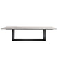 Rectangle Stone and Metal Dining table Modern Trestle Base Dining Table White-Black Without Chairs Clearhalo ' dining_table' 'Dining Tables & Seating' 'Dining Tables' 'furn' 'furn_dining_table' 'Furniture' 'furniture_dining_table' 'Kitchen & Dining Furniture' 'kitchen&dining_furn' 'kitchen' 'kitchen_dining_table' 4655291
