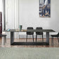 Rectangle Stone and Metal Dining table Modern Trestle Base Dining Table Clearhalo ' dining_table' 'Dining Tables & Seating' 'Dining Tables' 'furn' 'furn_dining_table' 'Furniture' 'furniture_dining_table' 'Kitchen & Dining Furniture' 'kitchen&dining_furn' 'kitchen' 'kitchen_dining_table' 4655297