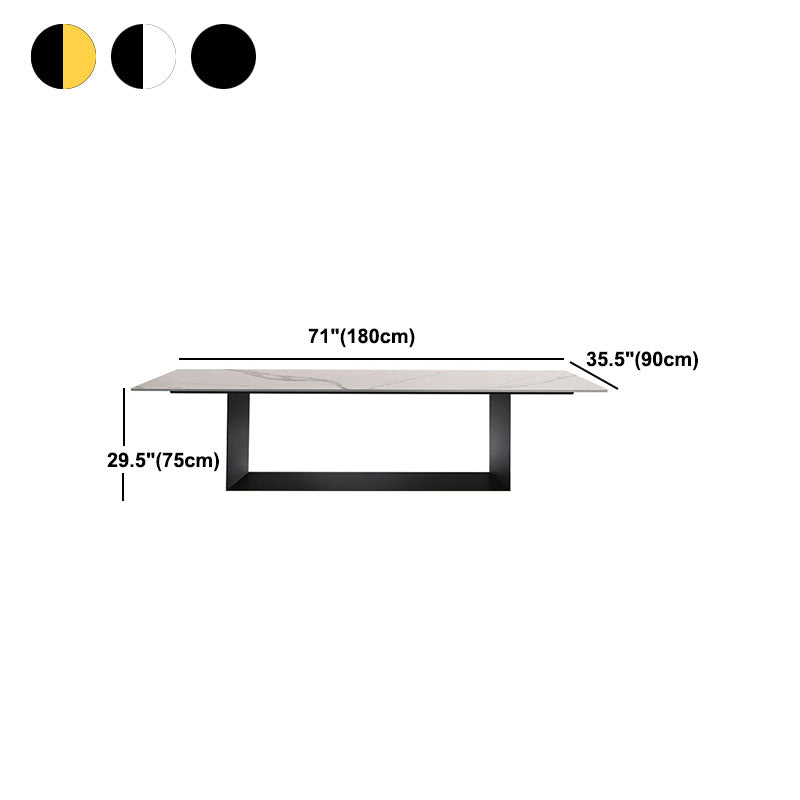 Rectangle Stone and Metal Dining table Modern Trestle Base Dining Table Clearhalo ' dining_table' 'Dining Tables & Seating' 'Dining Tables' 'furn' 'furn_dining_table' 'Furniture' 'furniture_dining_table' 'Kitchen & Dining Furniture' 'kitchen&dining_furn' 'kitchen' 'kitchen_dining_table' 4655300