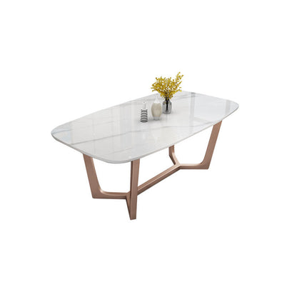 Sintered Stone Table for Restaurant Modern Rectangle Dining Table with Trestle Base White Without Chairs Clearhalo ' dining_table' 'Dining Tables & Seating' 'Dining Tables' 'furn' 'furn_dining_table' 'Furniture' 'furniture_dining_table' 'Kitchen & Dining Furniture' 'kitchen&dining_furn' 'kitchen' 'kitchen_dining_table' 4655308
