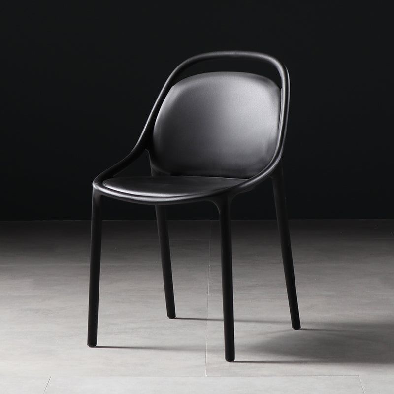 Modern Style Stackable Chairs Dining Armless Chairs with Plastic Legs for Kitchen Black 1 Piece Clearhalo ' kitchen&dining_furn' 'Dining Chairs' 'Dining Tables & Seating' 'dining_chair' 'furn' 'furn_dining_chair' 'Furniture' 'furniture_dining_chair' 'Kitchen & Dining Furniture' 'kitchen' 4655318