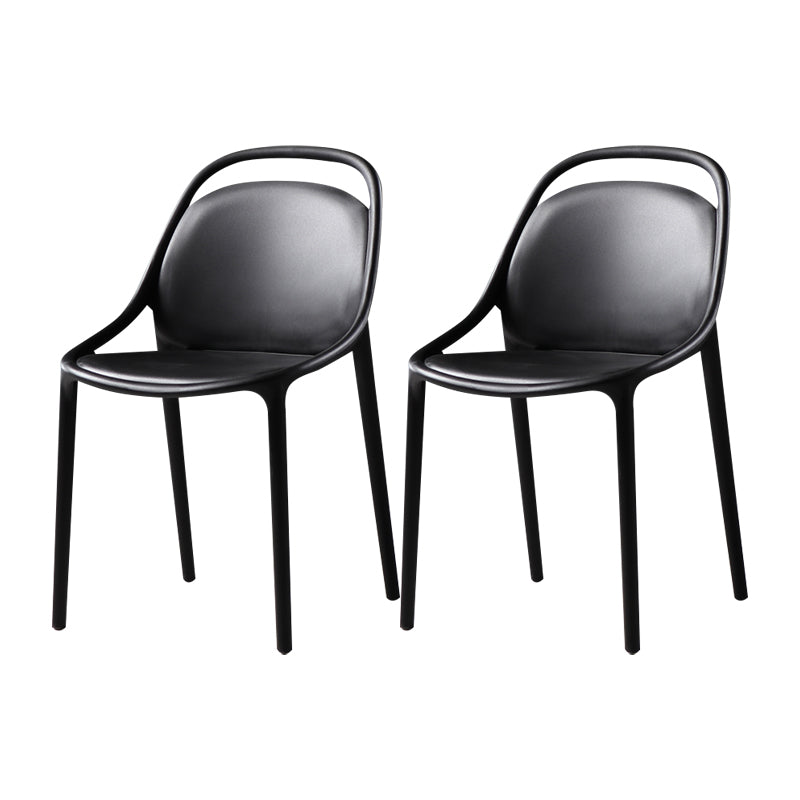 Modern Style Stackable Chairs Dining Armless Chairs with Plastic Legs for Kitchen Black 2 Piece Set Clearhalo ' kitchen&dining_furn' 'Dining Chairs' 'Dining Tables & Seating' 'dining_chair' 'furn' 'furn_dining_chair' 'Furniture' 'furniture_dining_chair' 'Kitchen & Dining Furniture' 'kitchen' 4655319