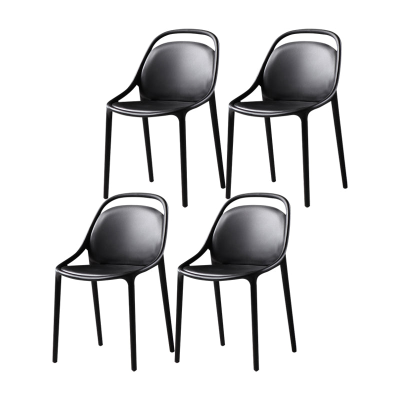 Modern Style Stackable Chairs Dining Armless Chairs with Plastic Legs for Kitchen Black 4 Piece Set Clearhalo ' kitchen&dining_furn' 'Dining Chairs' 'Dining Tables & Seating' 'dining_chair' 'furn' 'furn_dining_chair' 'Furniture' 'furniture_dining_chair' 'Kitchen & Dining Furniture' 'kitchen' 4655322
