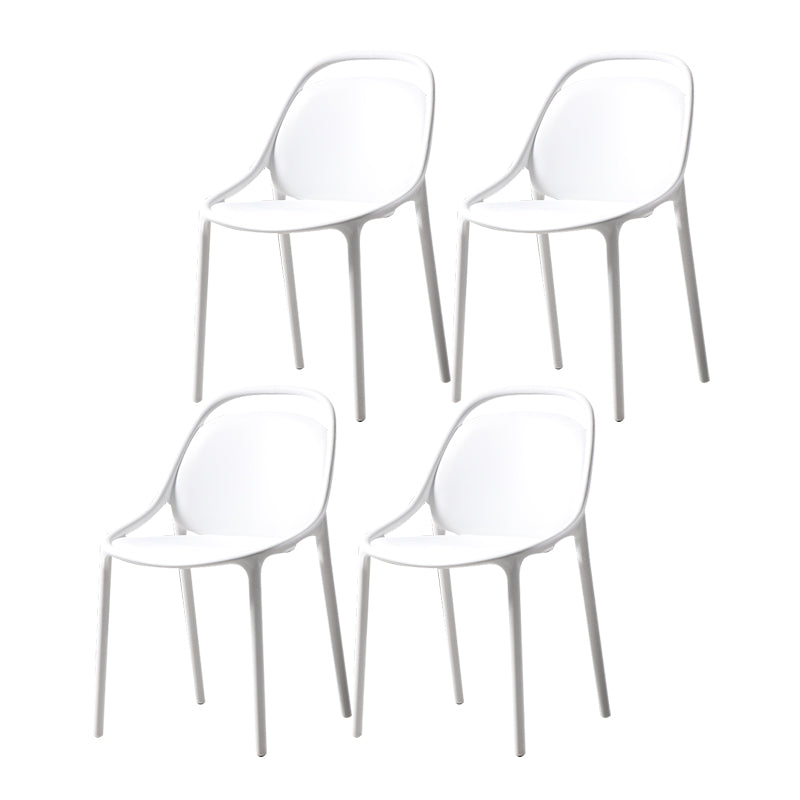 Modern Style Stackable Chairs Dining Armless Chairs with Plastic Legs for Kitchen White 4 Piece Set Clearhalo ' kitchen&dining_furn' 'Dining Chairs' 'Dining Tables & Seating' 'dining_chair' 'furn' 'furn_dining_chair' 'Furniture' 'furniture_dining_chair' 'Kitchen & Dining Furniture' 'kitchen' 4655327
