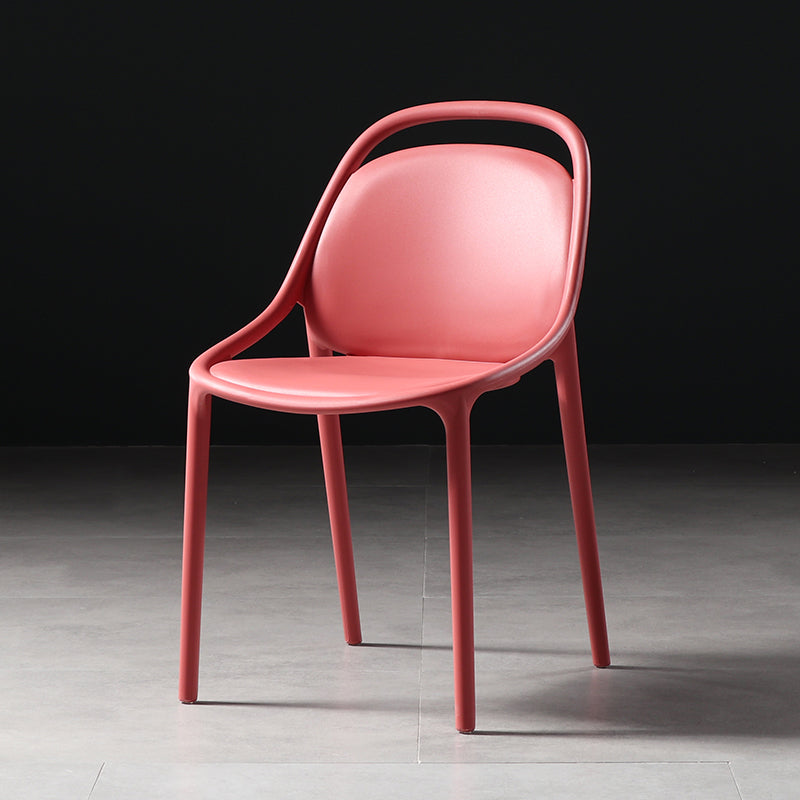 Modern Style Stackable Chairs Dining Armless Chairs with Plastic Legs for Kitchen Red 1 Piece Clearhalo ' kitchen&dining_furn' 'Dining Chairs' 'Dining Tables & Seating' 'dining_chair' 'furn' 'furn_dining_chair' 'Furniture' 'furniture_dining_chair' 'Kitchen & Dining Furniture' 'kitchen' 4655329