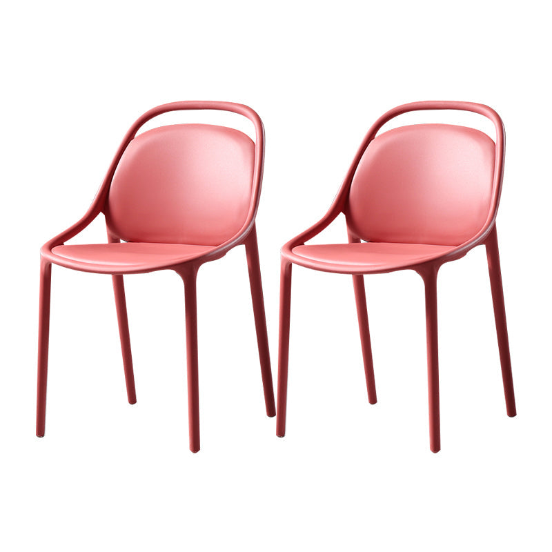 Modern Style Stackable Chairs Dining Armless Chairs with Plastic Legs for Kitchen Red 2 Piece Set Clearhalo ' kitchen&dining_furn' 'Dining Chairs' 'Dining Tables & Seating' 'dining_chair' 'furn' 'furn_dining_chair' 'Furniture' 'furniture_dining_chair' 'Kitchen & Dining Furniture' 'kitchen' 4655331