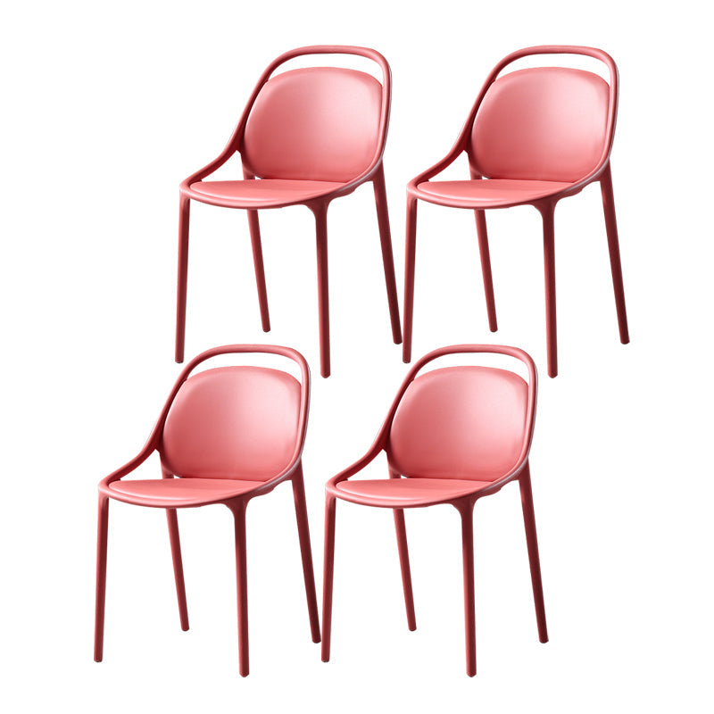 Modern Style Stackable Chairs Dining Armless Chairs with Plastic Legs for Kitchen Red 4 Piece Set Clearhalo ' kitchen&dining_furn' 'Dining Chairs' 'Dining Tables & Seating' 'dining_chair' 'furn' 'furn_dining_chair' 'Furniture' 'furniture_dining_chair' 'Kitchen & Dining Furniture' 'kitchen' 4655333