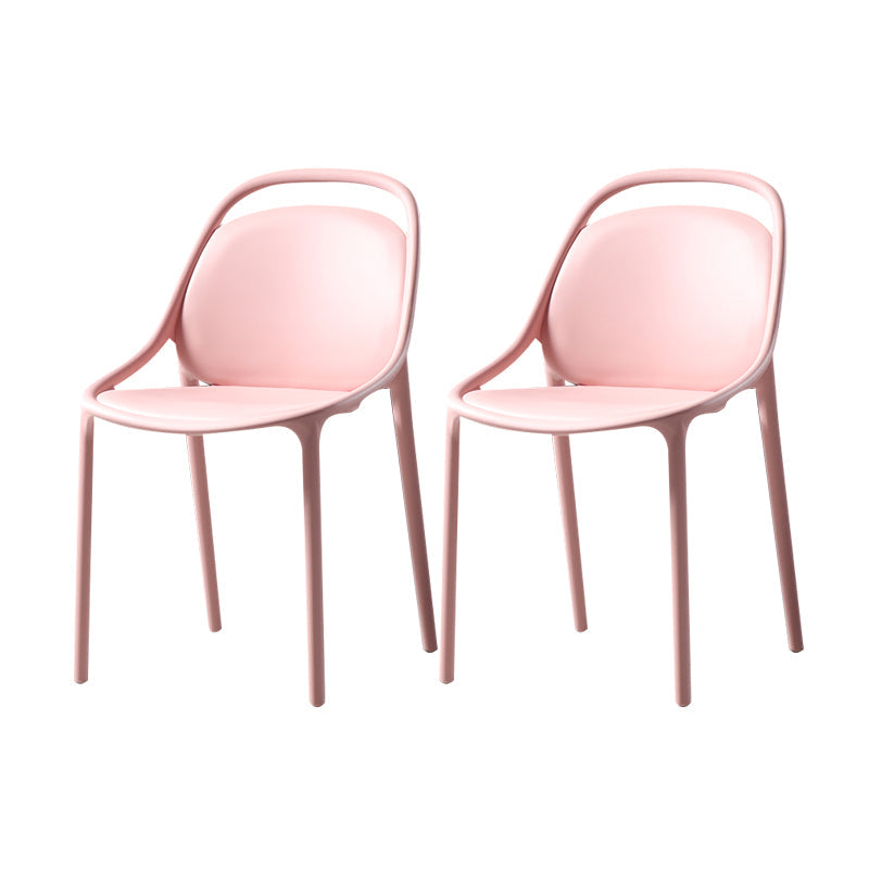 Modern Style Stackable Chairs Dining Armless Chairs with Plastic Legs for Kitchen Pink 2 Piece Set Clearhalo ' kitchen&dining_furn' 'Dining Chairs' 'Dining Tables & Seating' 'dining_chair' 'furn' 'furn_dining_chair' 'Furniture' 'furniture_dining_chair' 'Kitchen & Dining Furniture' 'kitchen' 4655338