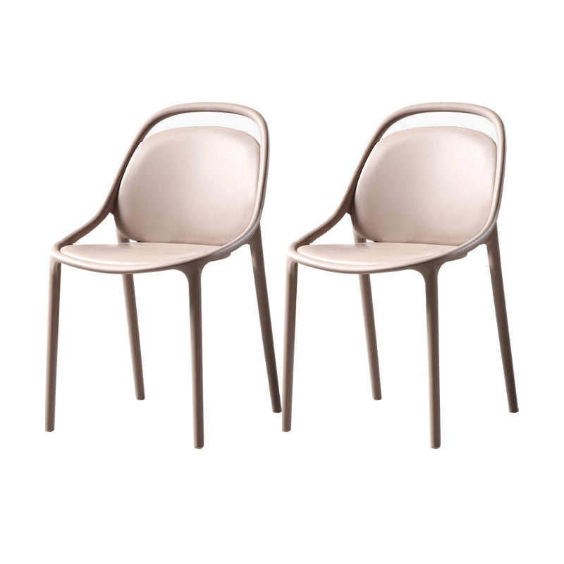Modern Style Stackable Chairs Dining Armless Chairs with Plastic Legs for Kitchen Khaki 2 Piece Set Clearhalo ' kitchen&dining_furn' 'Dining Chairs' 'Dining Tables & Seating' 'dining_chair' 'furn' 'furn_dining_chair' 'Furniture' 'furniture_dining_chair' 'Kitchen & Dining Furniture' 'kitchen' 4655344