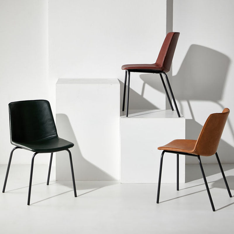 Industrial Design Armless Solid Back Chair for Kitchen Leather Dining Side Chair Clearhalo ' kitchen&dining_furn' 'Dining Chairs' 'Dining Tables & Seating' 'dining_chair' 'furn' 'furn_dining_chair' 'Furniture' 'furniture_dining_chair' 'Kitchen & Dining Furniture' 'kitchen' 4655376