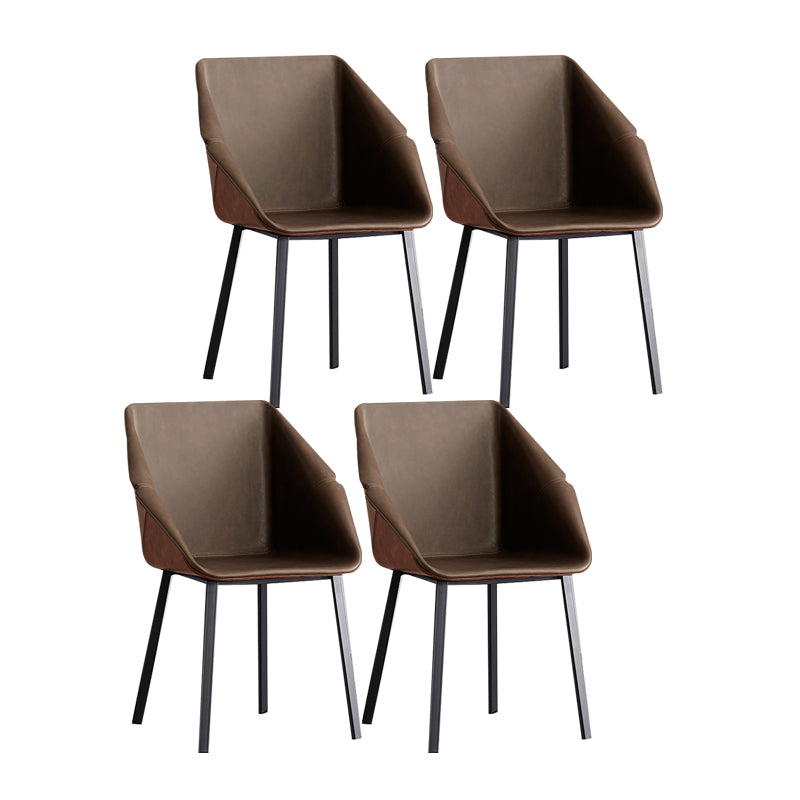 Modern Style Chairs Dining Arm Chair with Metal Legs for Kitchen Khaki 4 Piece Set Clearhalo ' kitchen&dining_furn' 'Dining Chairs' 'Dining Tables & Seating' 'dining_chair' 'furn' 'furn_dining_chair' 'Furniture' 'furniture_dining_chair' 'Kitchen & Dining Furniture' 'kitchen' 4655388