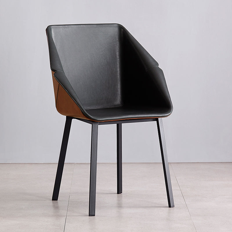 Modern Style Chairs Dining Arm Chair with Metal Legs for Kitchen Light Gray-Black 1 Piece Clearhalo ' kitchen&dining_furn' 'Dining Chairs' 'Dining Tables & Seating' 'dining_chair' 'furn' 'furn_dining_chair' 'Furniture' 'furniture_dining_chair' 'Kitchen & Dining Furniture' 'kitchen' 4655390