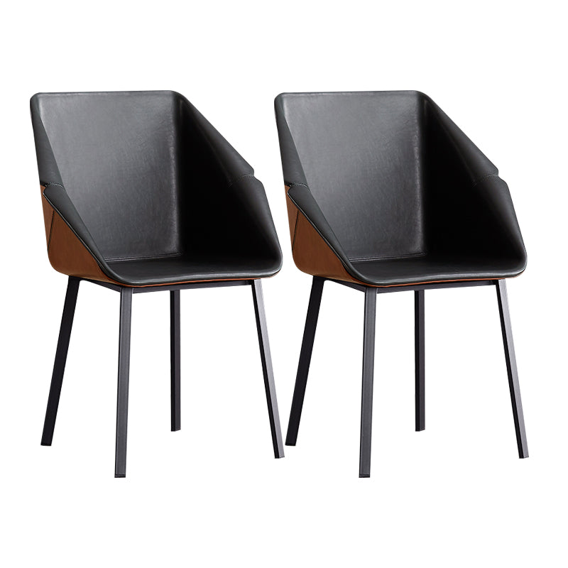 Modern Style Chairs Dining Arm Chair with Metal Legs for Kitchen Light Gray-Black 2 Piece Set Clearhalo ' kitchen&dining_furn' 'Dining Chairs' 'Dining Tables & Seating' 'dining_chair' 'furn' 'furn_dining_chair' 'Furniture' 'furniture_dining_chair' 'Kitchen & Dining Furniture' 'kitchen' 4655393