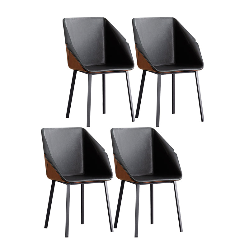 Modern Style Chairs Dining Arm Chair with Metal Legs for Kitchen Light Gray-Black 4 Piece Set Clearhalo ' kitchen&dining_furn' 'Dining Chairs' 'Dining Tables & Seating' 'dining_chair' 'furn' 'furn_dining_chair' 'Furniture' 'furniture_dining_chair' 'Kitchen & Dining Furniture' 'kitchen' 4655395