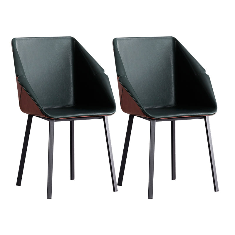 Modern Style Chairs Dining Arm Chair with Metal Legs for Kitchen Blackish Green 2 Piece Set Clearhalo ' kitchen&dining_furn' 'Dining Chairs' 'Dining Tables & Seating' 'dining_chair' 'furn' 'furn_dining_chair' 'Furniture' 'furniture_dining_chair' 'Kitchen & Dining Furniture' 'kitchen' 4655398