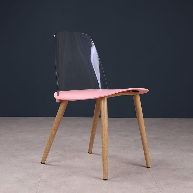 Contemporary Chair Armless Dining Chairs with Metal Legs for Kitchen Pink 1 Piece Clearhalo ' kitchen&dining_furn' 'Dining Chairs' 'Dining Tables & Seating' 'dining_chair' 'furn' 'furn_dining_chair' 'Furniture' 'furniture_dining_chair' 'Kitchen & Dining Furniture' 'kitchen' 4655423