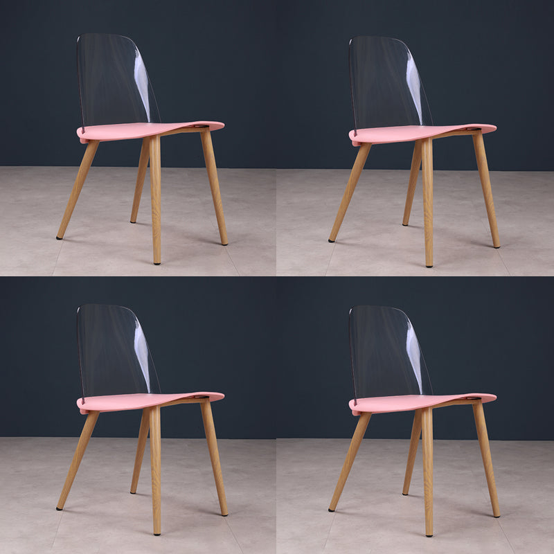 Contemporary Chair Armless Dining Chairs with Metal Legs for Kitchen Pink 4 Piece Set Clearhalo ' kitchen&dining_furn' 'Dining Chairs' 'Dining Tables & Seating' 'dining_chair' 'furn' 'furn_dining_chair' 'Furniture' 'furniture_dining_chair' 'Kitchen & Dining Furniture' 'kitchen' 4655426