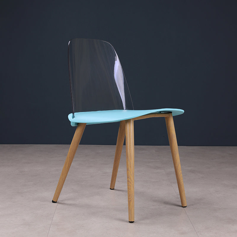 Contemporary Chair Armless Dining Chairs with Metal Legs for Kitchen Sky Blue 1 Piece Clearhalo ' kitchen&dining_furn' 'Dining Chairs' 'Dining Tables & Seating' 'dining_chair' 'furn' 'furn_dining_chair' 'Furniture' 'furniture_dining_chair' 'Kitchen & Dining Furniture' 'kitchen' 4655430