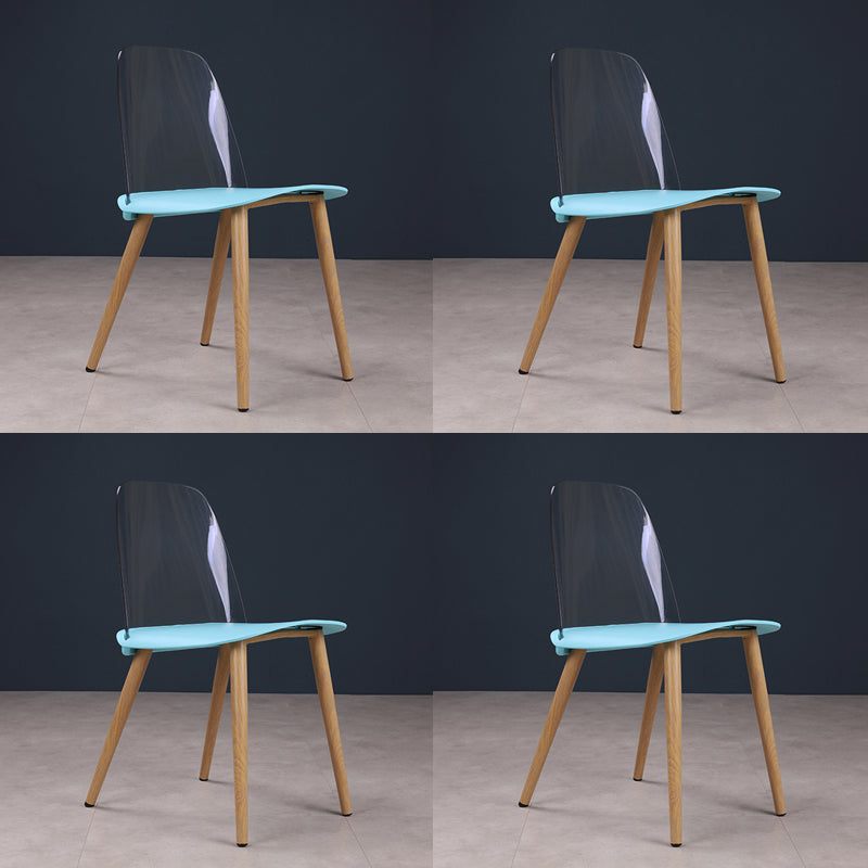 Contemporary Chair Armless Dining Chairs with Metal Legs for Kitchen Sky Blue 4 Piece Set Clearhalo ' kitchen&dining_furn' 'Dining Chairs' 'Dining Tables & Seating' 'dining_chair' 'furn' 'furn_dining_chair' 'Furniture' 'furniture_dining_chair' 'Kitchen & Dining Furniture' 'kitchen' 4655432