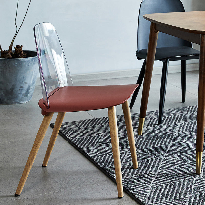 Contemporary Chair Armless Dining Chairs with Metal Legs for Kitchen Burgundy 1 Piece Clearhalo ' kitchen&dining_furn' 'Dining Chairs' 'Dining Tables & Seating' 'dining_chair' 'furn' 'furn_dining_chair' 'Furniture' 'furniture_dining_chair' 'Kitchen & Dining Furniture' 'kitchen' 4655436