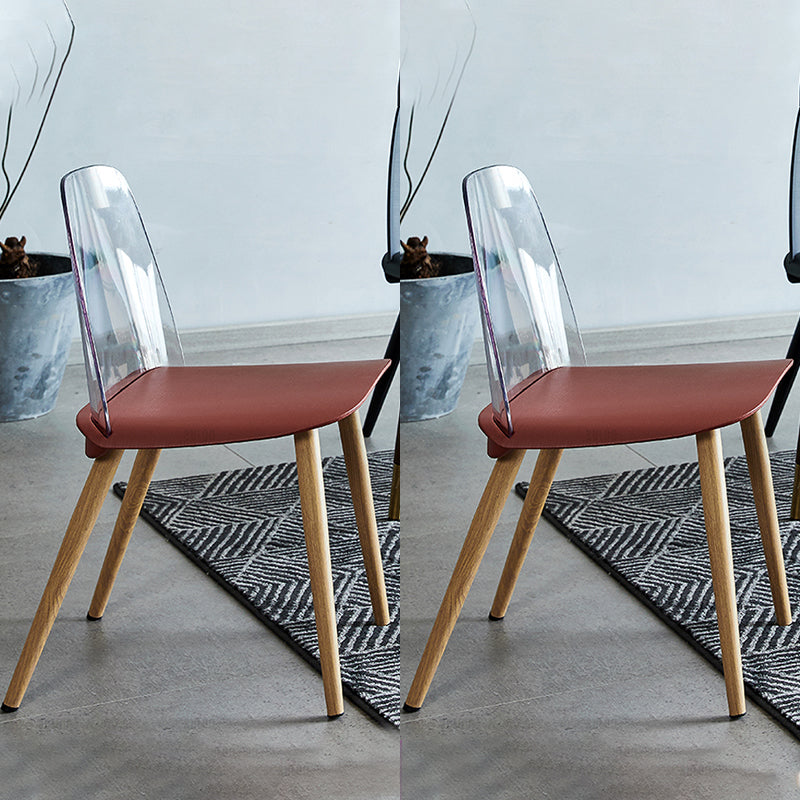 Contemporary Chair Armless Dining Chairs with Metal Legs for Kitchen Burgundy 2 Piece Set Clearhalo ' kitchen&dining_furn' 'Dining Chairs' 'Dining Tables & Seating' 'dining_chair' 'furn' 'furn_dining_chair' 'Furniture' 'furniture_dining_chair' 'Kitchen & Dining Furniture' 'kitchen' 4655437