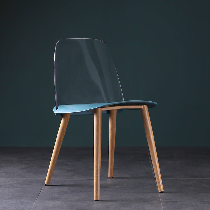 Contemporary Chair Armless Dining Chairs with Metal Legs for Kitchen Lake Blue 1 Piece Clearhalo ' kitchen&dining_furn' 'Dining Chairs' 'Dining Tables & Seating' 'dining_chair' 'furn' 'furn_dining_chair' 'Furniture' 'furniture_dining_chair' 'Kitchen & Dining Furniture' 'kitchen' 4655439