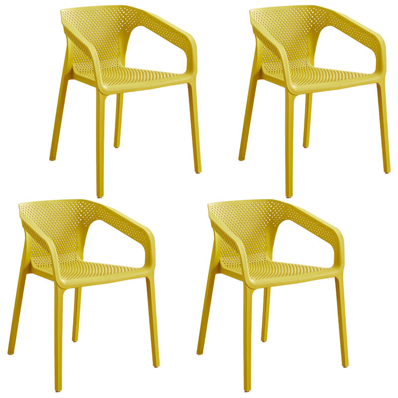 Modern Restaurant Solid Back Arm Chair Matte Finish Plastic Dining Chair Yellow Set of 4 Clearhalo ' kitchen&dining_furn' 'Dining Chairs' 'Dining Tables & Seating' 'dining_chair' 'Furniture' 'furniture_dining_chair' 'Kitchen & Dining Furniture' 'kitchen' 4655448