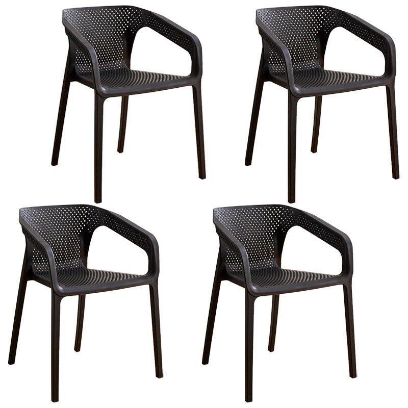 Modern Restaurant Solid Back Arm Chair Matte Finish Plastic Dining Chair Black Set of 4 Clearhalo ' kitchen&dining_furn' 'Dining Chairs' 'Dining Tables & Seating' 'dining_chair' 'Furniture' 'furniture_dining_chair' 'Kitchen & Dining Furniture' 'kitchen' 4655454